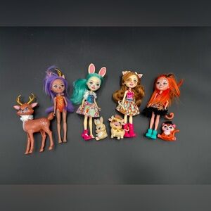 Lot Of 4 Enchantimals Animal Dolls Bree Bunny, Carley Cow, Tanzie Tiger, Danessa